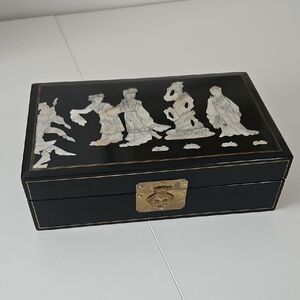 Black Decorative Box with Mother of Pearl Inlay